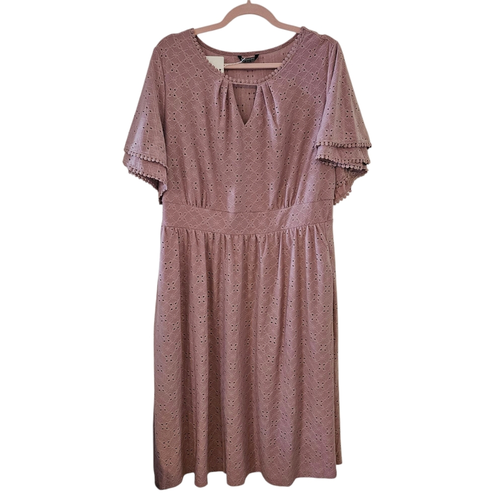 Elegant Pink Eyelet Dress